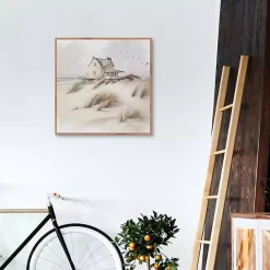 Kirklands Home House on the Dunes Framed Canvas Art Print Tan