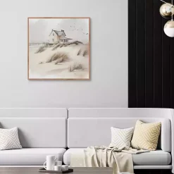 Kirklands Home House on the Dunes Framed Canvas Art Print Tan