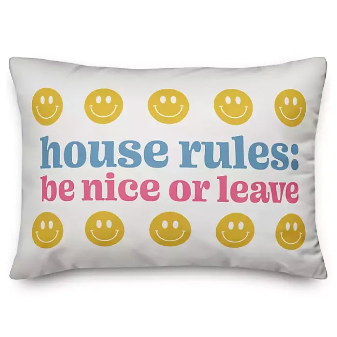 Sale Kirklands Home House Rules: Be Nice or Leave Lumbar Pillow