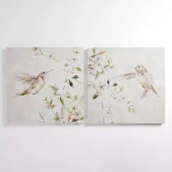 Sale Kirklands Home Hummingbirds in Leaves Canvas Art Prints, Set of 2 White