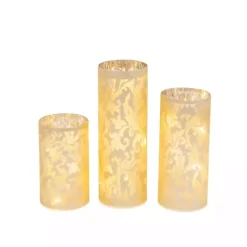 New Kirklands Home Hurricane Glass Luminaries, Set of 3 Gold