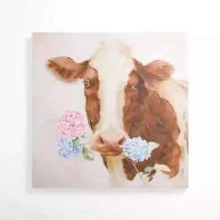 Outlet Kirklands Home Hydrangea Cow Canvas Art Print