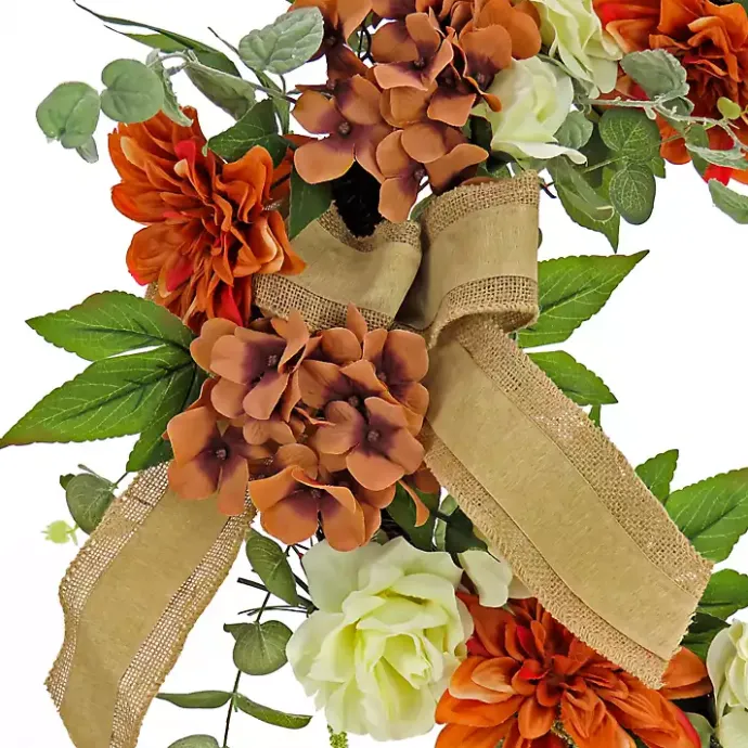 Clearance Kirklands Home Hydrangeas and Roses Harvest Wreath