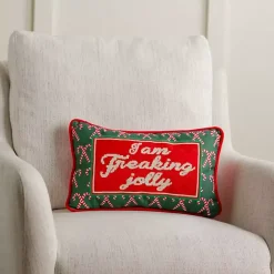 Clearance Kirklands Home I Am Freaking Jolly Needlepoint Pillow