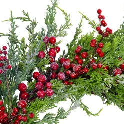 Kirklands Home Iced Red Berries and Cedar Wreath