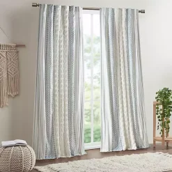 Discount Kirklands Home Imani Chenille Stripe Curtain Panel, 95 in. Blue