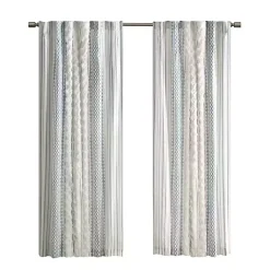 Discount Kirklands Home Imani Chenille Stripe Curtain Panel, 95 in. Blue