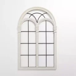 Kirklands Home Imogen White Arched Windowpane Wall Plaque