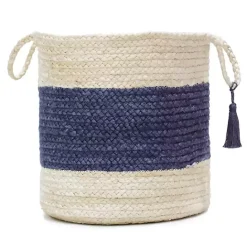 Best Kirklands Home Indigo Bold Striped Jute Basket, 19 in.