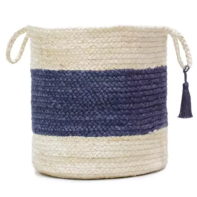 Best Kirklands Home Indigo Bold Striped Jute Basket, 19 in.