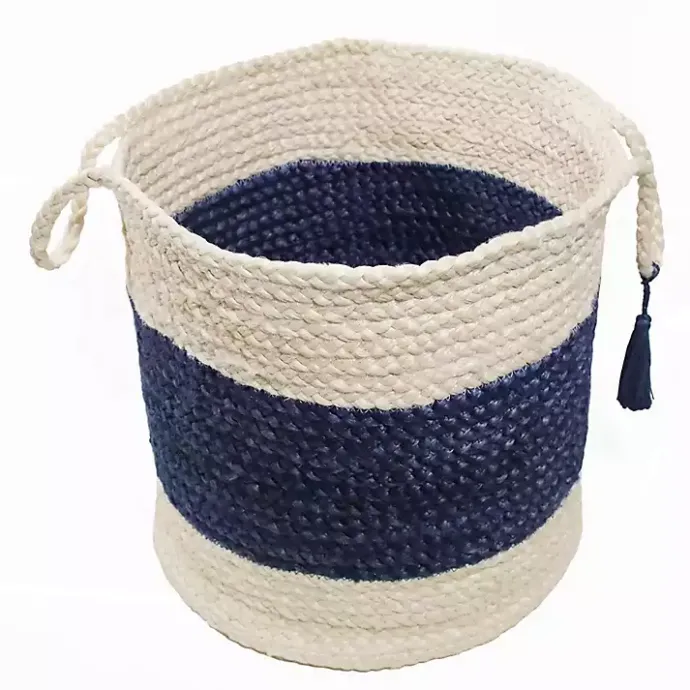 Best Kirklands Home Indigo Bold Striped Jute Basket, 19 in.