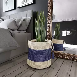 Best Kirklands Home Indigo Bold Striped Jute Basket, 19 in.