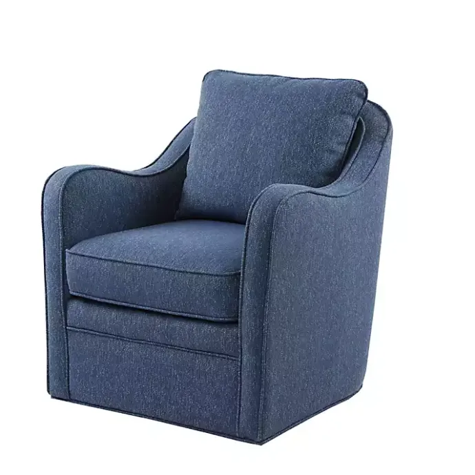 Clearance Kirklands Home Indigo Swivel Upholstered Wide Seat Accent Chair Blue