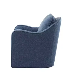 Clearance Kirklands Home Indigo Swivel Upholstered Wide Seat Accent Chair Blue