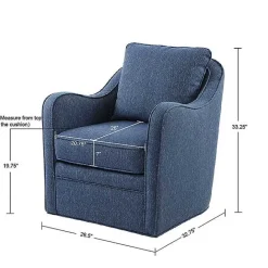 Clearance Kirklands Home Indigo Swivel Upholstered Wide Seat Accent Chair Blue