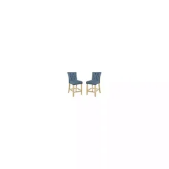 Kirklands Home Indigo Tufted Nailhead Counter Stools, Set of 2 Blue