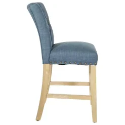 Kirklands Home Indigo Tufted Nailhead Counter Stools, Set of 2 Blue