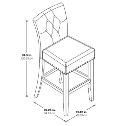 Kirklands Home Indigo Tufted Nailhead Counter Stools, Set of 2 Blue