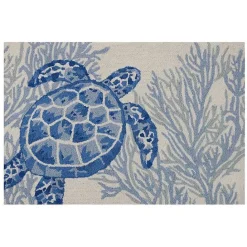 New Kirklands Home Indigo Turtle Hooked Wool Accent Rug