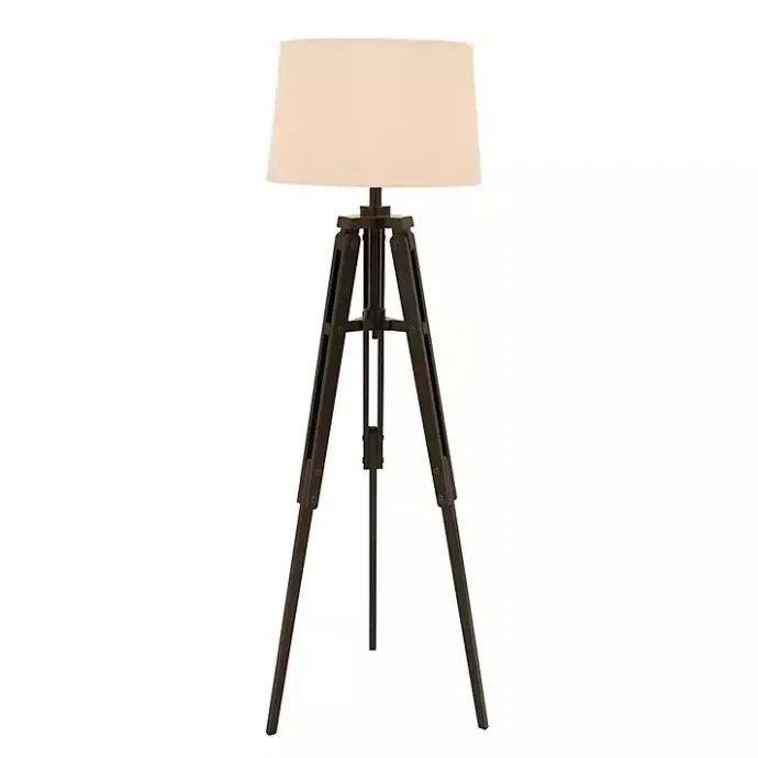 Hot Kirklands Home Industrial Tripod Wooden Floor Lamp Ivory