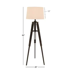 Hot Kirklands Home Industrial Tripod Wooden Floor Lamp Ivory
