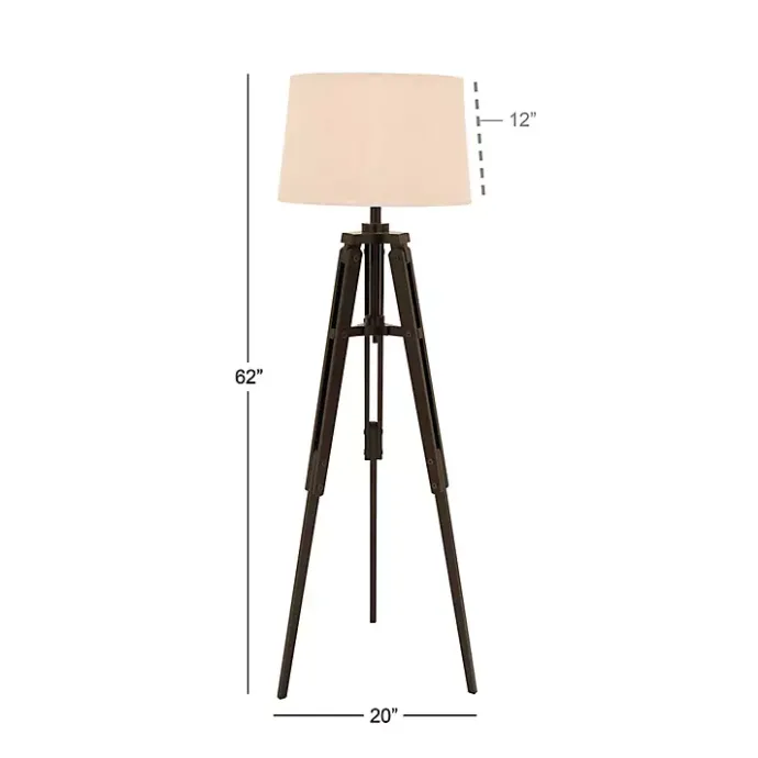 Hot Kirklands Home Industrial Tripod Wooden Floor Lamp Ivory