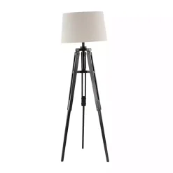 Hot Kirklands Home Industrial Tripod Wooden Floor Lamp Ivory