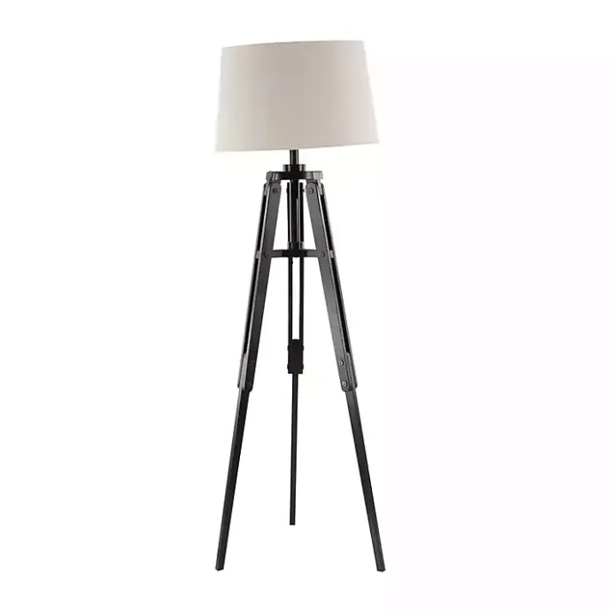 Hot Kirklands Home Industrial Tripod Wooden Floor Lamp Ivory