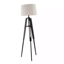 Hot Kirklands Home Industrial Tripod Wooden Floor Lamp Ivory