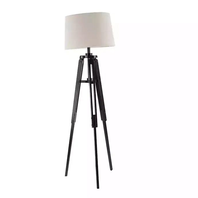 Hot Kirklands Home Industrial Tripod Wooden Floor Lamp Ivory