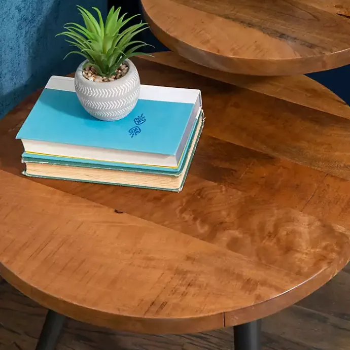 Discount Kirklands Home Industrial Two-Tiered Gunmetal Accent Table Brown