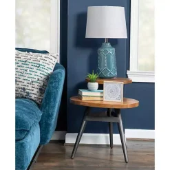 Discount Kirklands Home Industrial Two-Tiered Gunmetal Accent Table Brown