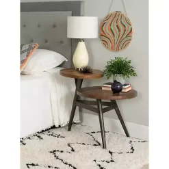 Discount Kirklands Home Industrial Two-Tiered Gunmetal Accent Table Brown