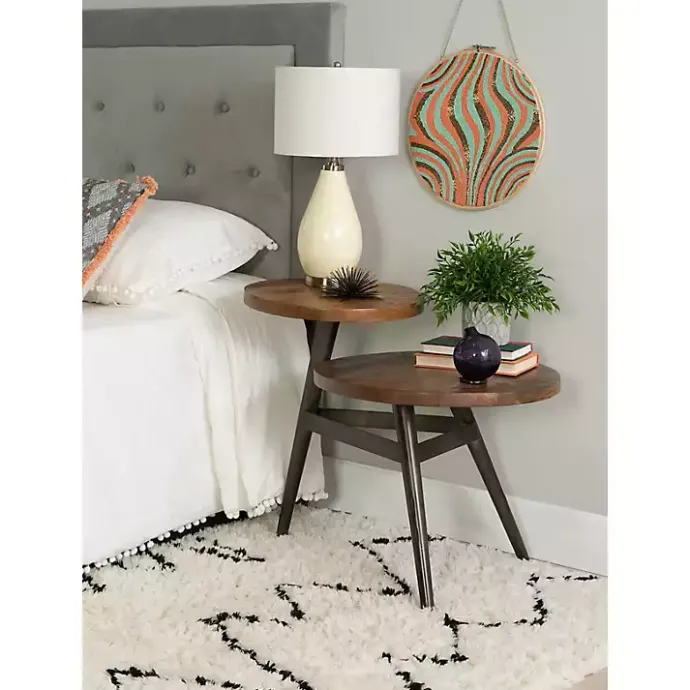 Discount Kirklands Home Industrial Two-Tiered Gunmetal Accent Table Brown