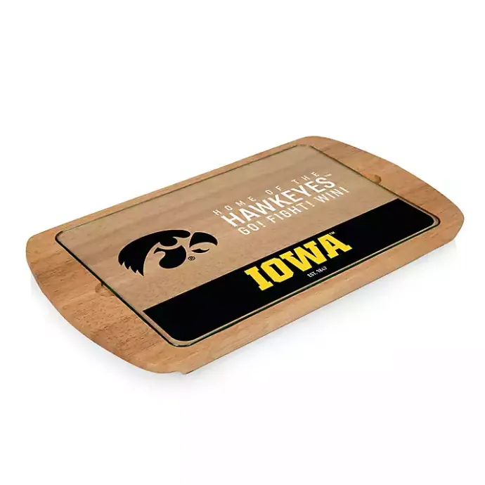 Discount Kirklands Home Iowa Hawkeyes Wood and Glass Serving Board
