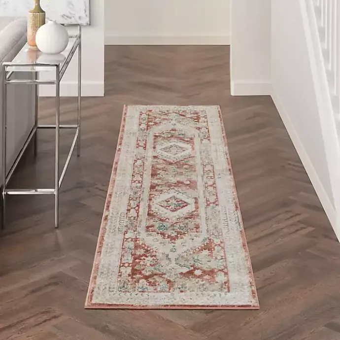 Best Kirklands Home Irsia Rust Traditional Serged Runner, 2x8
