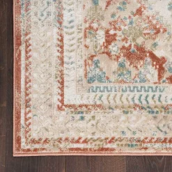 Best Kirklands Home Irsia Rust Traditional Serged Runner, 2x8