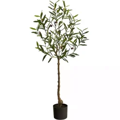 Sale Kirklands Home Italian Olive Tree in Black Nursery Planter, 4 ft.