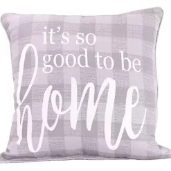 Hot Kirklands Home It's Good to Be Home Plaid Pillow Gray