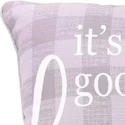 Hot Kirklands Home It's Good to Be Home Plaid Pillow Gray
