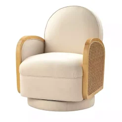 Sale Kirklands Home & Natural Rattan Swivel Accent Chair Ivory