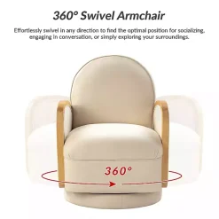 Sale Kirklands Home & Natural Rattan Swivel Accent Chair Ivory