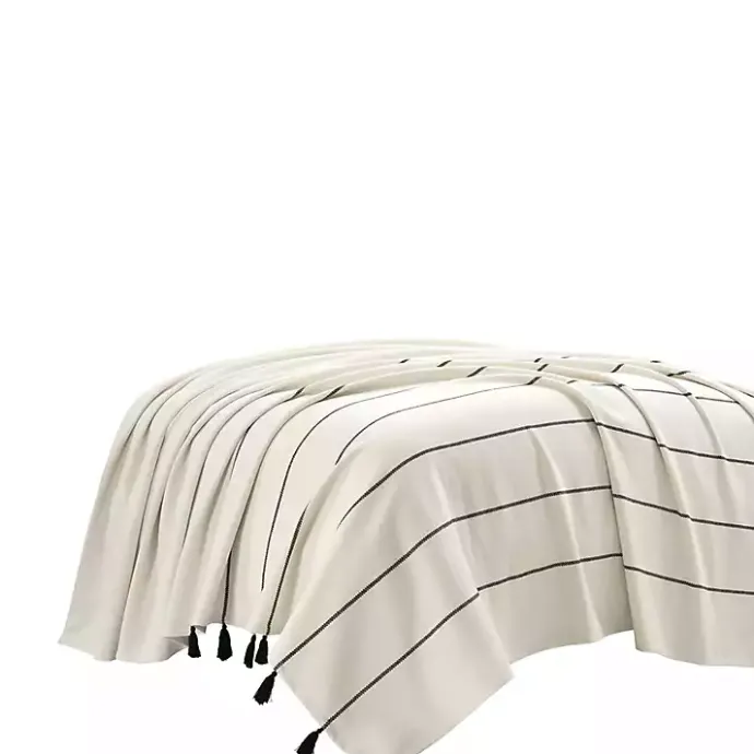 Clearance Kirklands Home and Black Striped King Coverlet Ivory