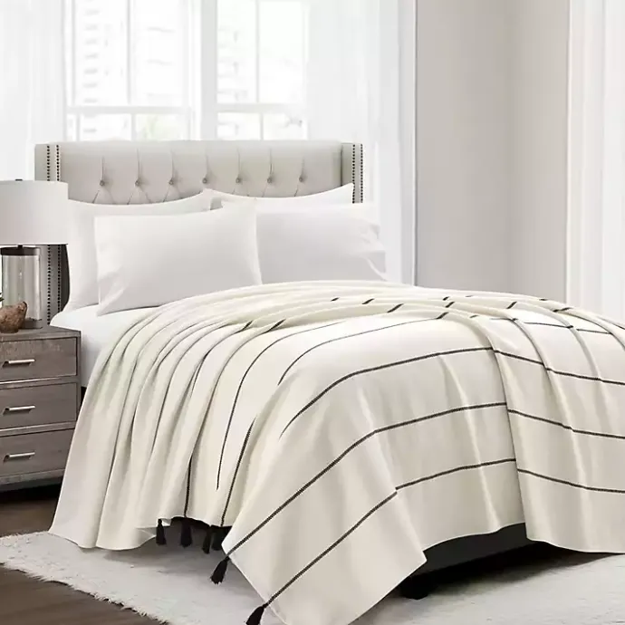 Clearance Kirklands Home and Black Striped King Coverlet Ivory