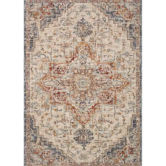Sale Kirklands Home Ivory and Blue Bergamo Area Rug, 6x9