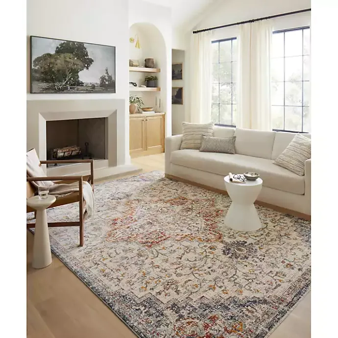 Sale Kirklands Home Ivory and Blue Bergamo Area Rug, 6x9