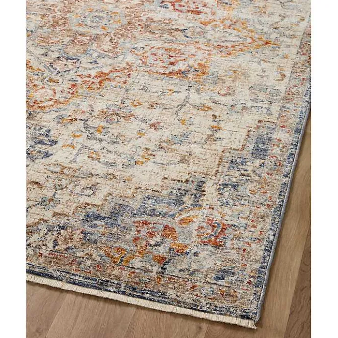 Sale Kirklands Home Ivory and Blue Bergamo Area Rug, 6x9