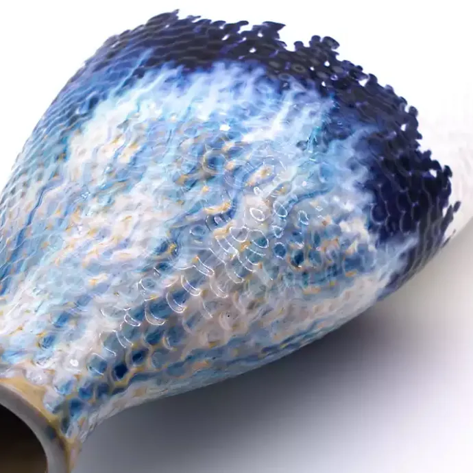 Sale Kirklands Home Ivory and Blue Dipped Vase