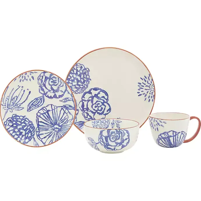 Clearance Kirklands Home Ivory and Blue Floral 16-pc. Dinnerware Set