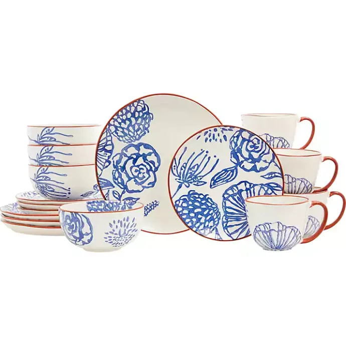 Clearance Kirklands Home Ivory and Blue Floral 16-pc. Dinnerware Set